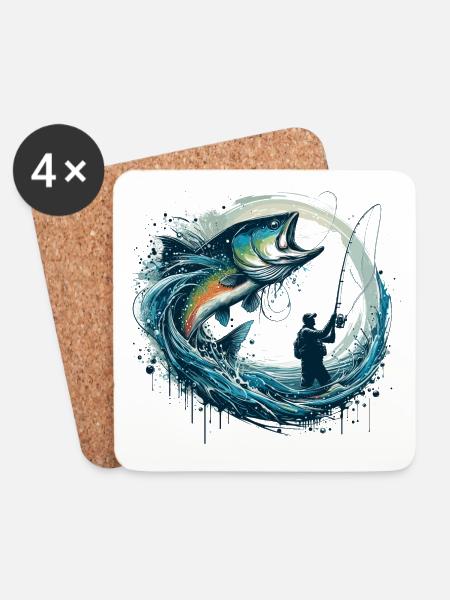 Angeln dynamisch Geschenk - Untersetzer (4er-Set) - Weiß