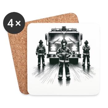Cadeau graphique pompier - Dessous de verre (lot de 4) - blanc - Devant