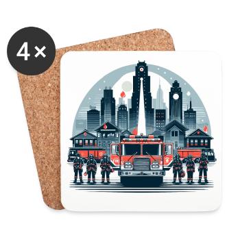 Cadeau de la ville des pompiers - Dessous de verre (lot de 4) - blanc - Devant