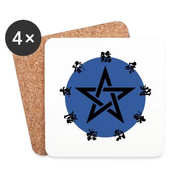 KU-JI MANTRA / indigo - Japanise KANJI - Dessous de verre (lot de 4) - blanc - Devant