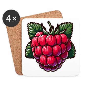 Himbeere - Untersetzer (4er-Set) - Weiß - Vorne