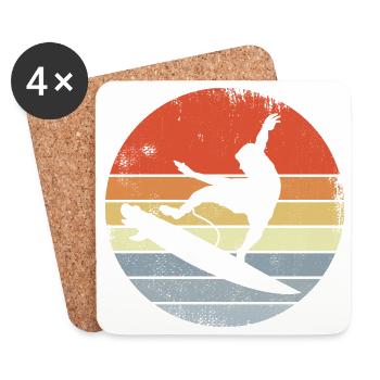 Surfen Vintage Look - Untersetzer (4er-Set) - Weiß - Vorne