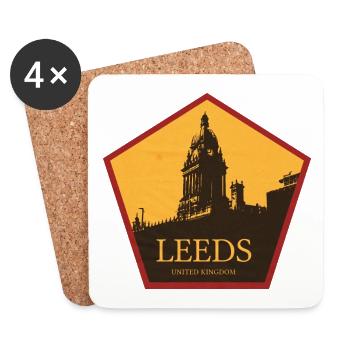 Leeds Uhrturm Silhouette - Untersetzer (4er-Set) - Weiß - Vorne