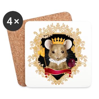 Maus mit Käse Krone im königlichen Rahmen - Untersetzer (4er-Set) - Weiß - Vorne