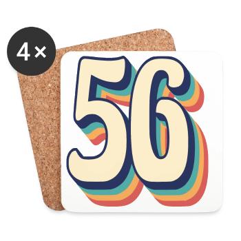 Vintage Retro T-Shirt Nummer 56 Fifty Six - Untersetzer (4er-Set) - Weiß - Vorne