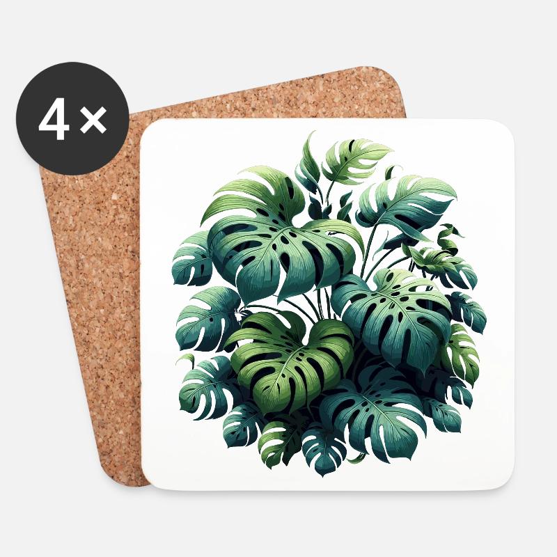 Monstera deliciosa Geschenk - Untersetzer (4er-Set) - Weiß
