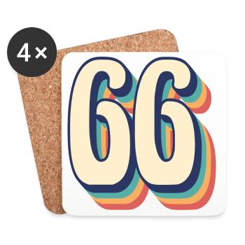 Vintage Retro T-Shirt Nummer 66 Sixty Six - Untersetzer (4er-Set) - Weiß - Vorne