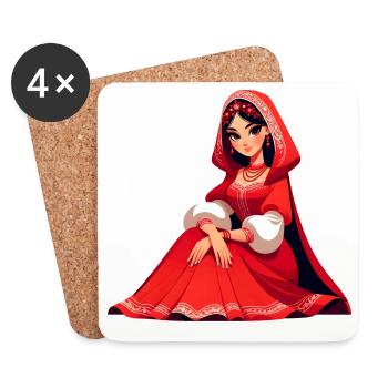 Ded Moroz Snegourotchka, Père Noël russe - Dessous de verre (lot de 4) - blanc - Devant