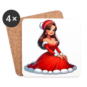 Ded Moroz Snegurotschka russischer Weihnachtsmann - Untersetzer (4er-Set) - Weiß - Vorne
