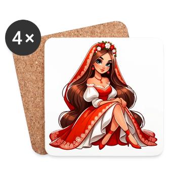 Ded Moroz Snegourotchka, Père Noël russe - Dessous de verre (lot de 4) - blanc - Devant