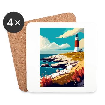Portland Bill England Vintage Travel Poster WPA - Coasters (set of 4) - white - Front