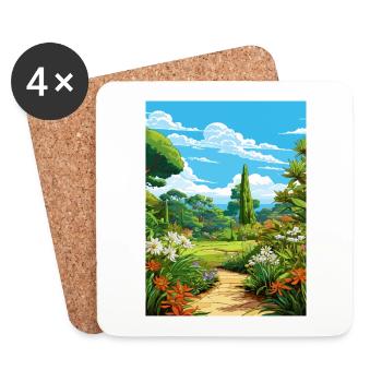 Trebah Garden Cornwall Affiche de voyage Vintage WPA - Dessous de verre (lot de 4) - blanc - Devant