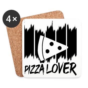 Amateurs de pizza - Dessous de verre (lot de 4) - blanc - Devant