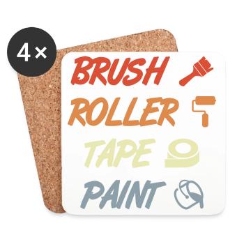 Brush Roller Tape Paint - Coasters (set of 4) - white - Front