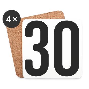30. Geburtstag Zahl - Untersetzer (4er-Set) - Weiß - Vorne