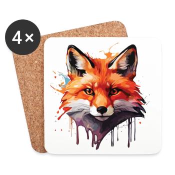 Aquarell Fuchs - Untersetzer (4er-Set) - Weiß - Vorne