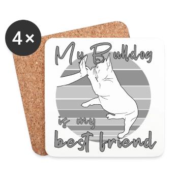 My Bulldog is my Best Friend - High Five! - Coasters (set of 4) - white - Front
