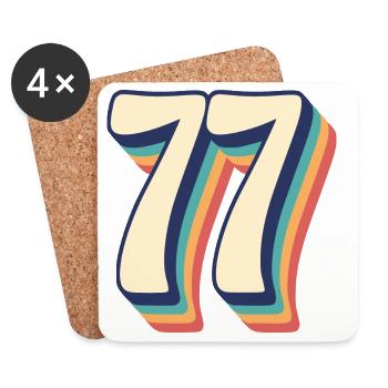 Vintage Retro T-Shirt Number 77 Seventy Seven - Coasters (set of 4) - white - Front