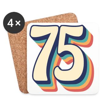 Vintage Retro T-Shirt Number 75 Seventy Five - Coasters (set of 4) - white - Front