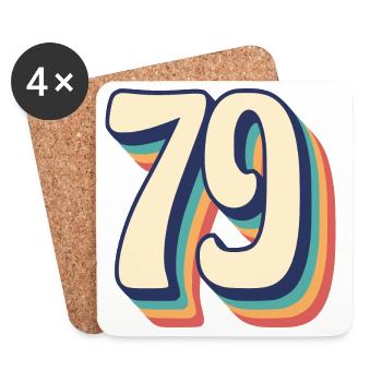 Vintage Retro T-Shirt Nummer 79 Seventy Nine - Untersetzer (4er-Set) - Weiß - Vorne
