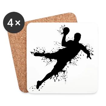 Joueur de handball Explosion de handball Lancer d’équipe Lanceur - Dessous de verre (lot de 4) - blanc - Devant