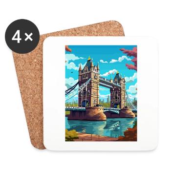 Tower Bridge England Vintage Reiseposter WPA Kunst - Untersetzer (4er-Set) - Weiß - Vorne