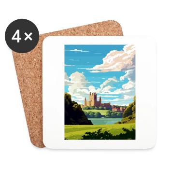 Cardiff Castle Wales Vintage Reiseposter WPA Kunst - Untersetzer (4er-Set) - Weiß - Vorne
