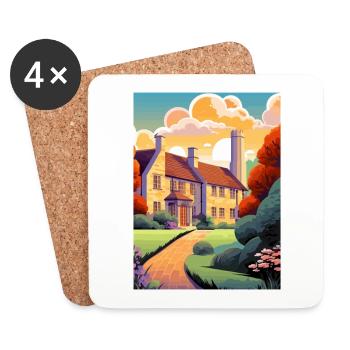 Cotswolds Angleterre Royaume-Uni Vintage voyage affiche WPA Art - Dessous de verre (lot de 4) - blanc - Devant