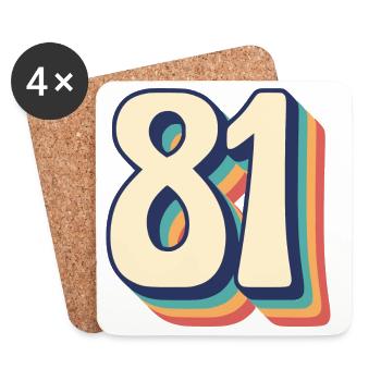 Vintage Retro T-Shirt Number 81 Eighty One - Coasters (set of 4) - white - Front