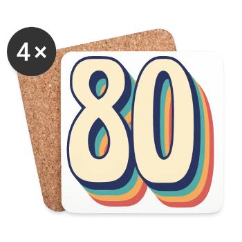 Vintage Retro T-Shirt Nummer 80 Eighty - Untersetzer (4er-Set) - Weiß - Vorne