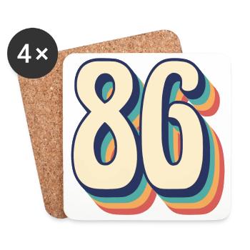 Vintage Retro T-Shirt Nummer 86 Eighty Six - Untersetzer (4er-Set) - Weiß - Vorne