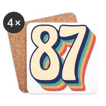 Vintage Retro T-Shirt Nummer 87 Eighty Seven - Untersetzer (4er-Set) - Weiß - Vorne