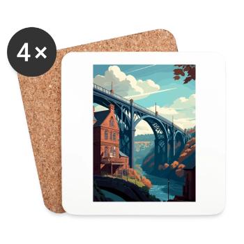 Ironbridge England Vintage Travel Poster Souvenir - Coasters (set of 4) - white - Front