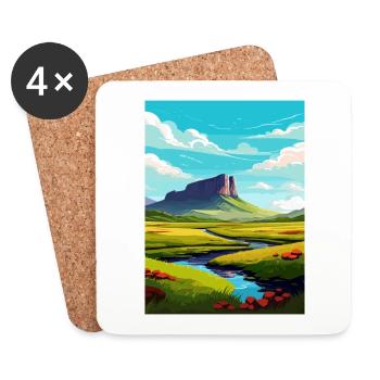 Ben Bulben Irlande Affiche de voyage vintage souvenir - Dessous de verre (lot de 4) - blanc - Devant