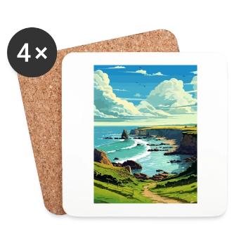 Hartland Quay Devon Vintage Travel Poster Souvenir - Coasters (set of 4) - white - Front