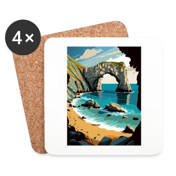 Durdle Door England Vintage Reiseposter Souvenir - Untersetzer (4er-Set) - Weiß - Vorne