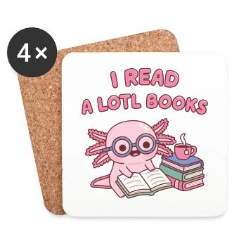 Cute Axolotl I Read A Lotl Books Pun Book Lover - Coasters (set of 4) - white - Front
