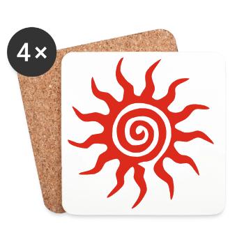Spirale Rote Sonne - Untersetzer (4er-Set) - Weiß - Vorne
