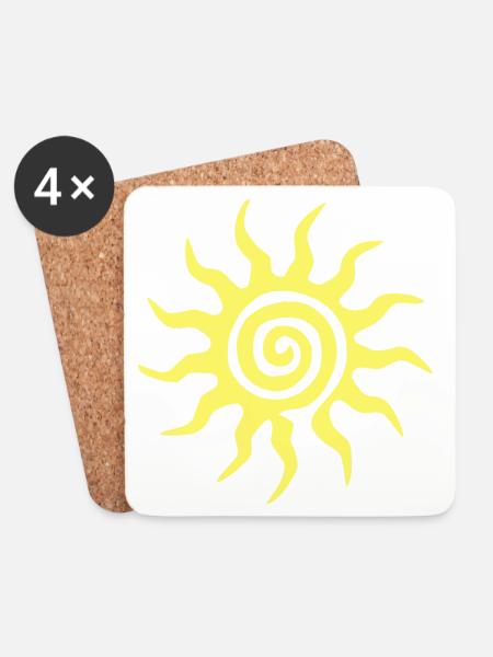 Spiral-Sonne - Untersetzer (4er-Set) - Weiß