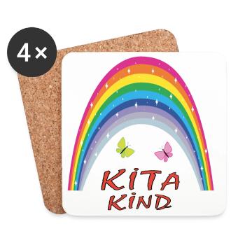 Kindergarten Rainbow Butterflies - Coasters (set of 4) - white - Front