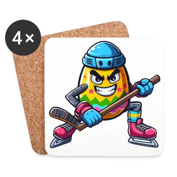 Osterei Eishockey Design | Eishockeyspieler - Untersetzer (4er-Set) - Weiß - Vorne