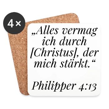 Philipper 4:13 Bibelvers: Alles vermag ich - Untersetzer (4er-Set) - Weiß - Vorne