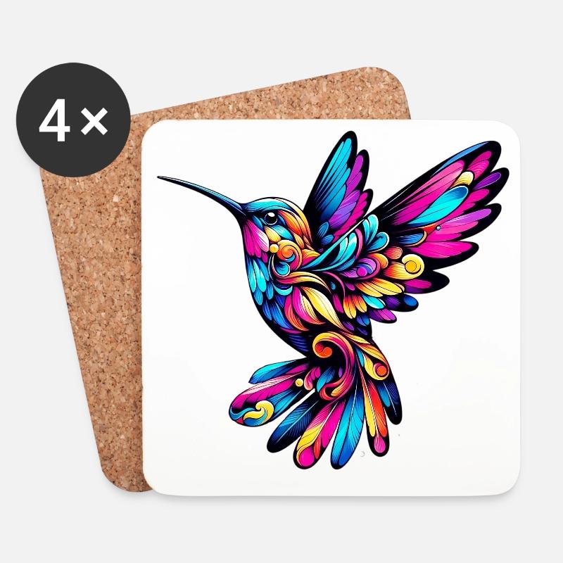 Kolibri - Untersetzer (4er-Set) - Weiß
