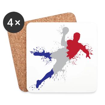 Drapeau de l’équipe de France de handball symbole d’éplosion - Dessous de verre (lot de 4) - blanc - Devant