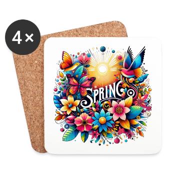 Spring - Season, Beginning of Spring, Flowers - Coasters (set of 4) - white - Front