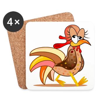CHICKEN COOP CHICKENS COMIC - Coasters (set of 4) - white - Front