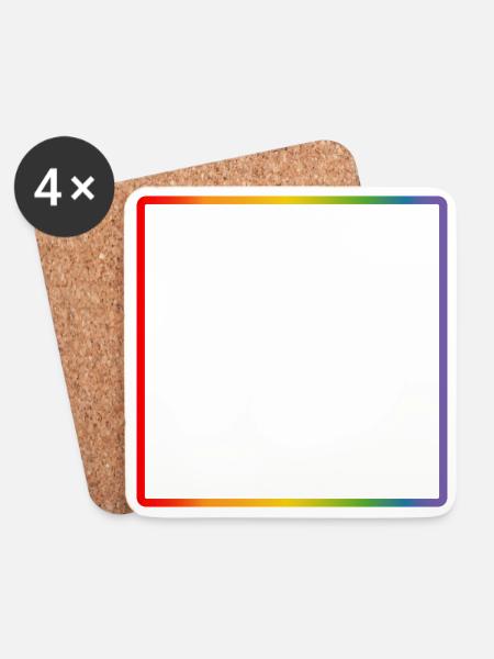 Regenbogen Rahmen LGBT DEMO - Untersetzer (4er-Set) - Weiß