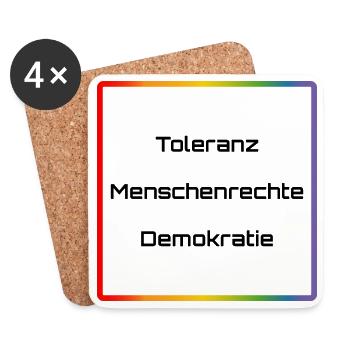 Regenbogen Toleranz Menschenrechte Demokratie - Untersetzer (4er-Set) - Weiß - Vorne