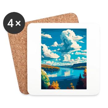 Finger Lakes, État de New York, chalet rustique Randonneurs - Dessous de verre (lot de 4) - blanc - Devant