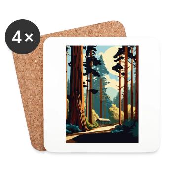 Muir Woods National Monument Californie Souvenir - Dessous de verre (lot de 4) - blanc - Devant
